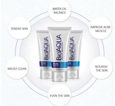 BIOAQUA - Facial Cleanser Acne Treatment Blackhead Remover Oil Whitening Shrink Pores Skin Care BQY00057