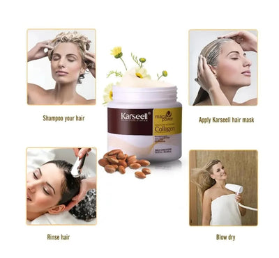 Karseell Hair Mask Collagen Treatment Cream – Argan Oil & Maca Essence, 6.76 Fl.oz – 500ml ( Without Box )