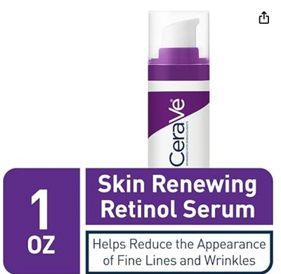CeraVe Anti Aging Retinol Serum For Face, Encapsulated Retinol With Hyaluronic Acid, Niacinamide & Ceramides, Smooths Wrinkles & Fine Lines, Gentle Skin Brightening Serum, Fragrance Free, 1 Oz