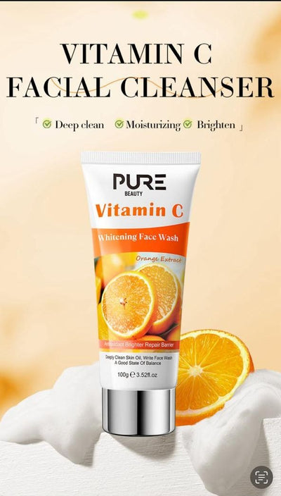 Pure Beauty Vitamin C Whitening Face Wash 100g Deeply Clean Skin Oil Vitamin C Face Wash Original