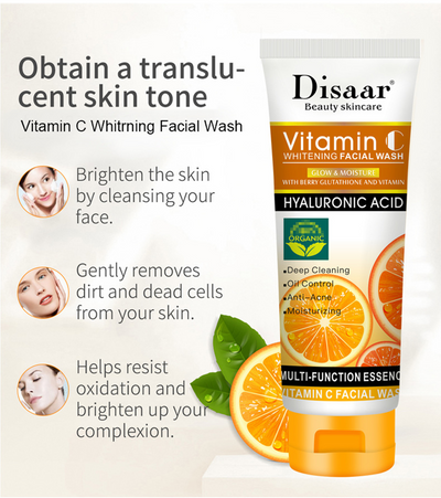 DISAAR Vitamin C Glowing Facial Wash Hyaluronic Acid Multi Function 100ml