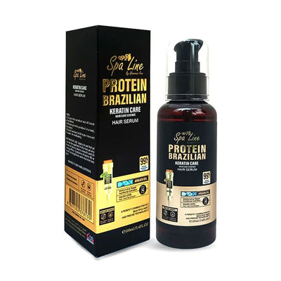 Spa Line Protein Brazilian Keratin Hair Serum – 100ml | Argan Oil Infused | Frizz Control & Shine
