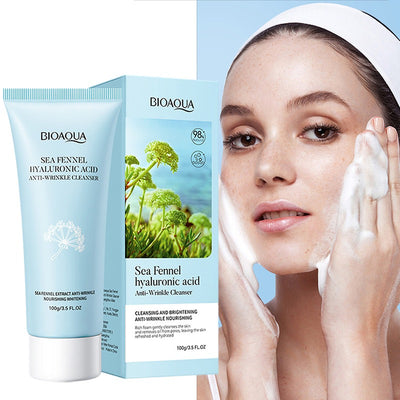 BIOAQUA Sea Fennel Hyaluronic Acid Facial Cleanser Anti wrinkle Whitening Face Wash Cleanser 100g