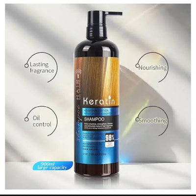 Blue Keratin Shampoo Nutrition Moisturizing And Smooth Shampoo 900ML (Recommended by professional hair Salon)