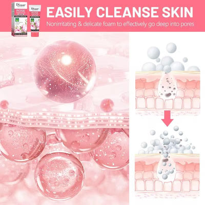 DISAAR Rose & Ceramide Facial Wash – Organic Rose Cleanser – Acne Control, Brightening & Skin Barrier Repair – Oil Control Face Wash