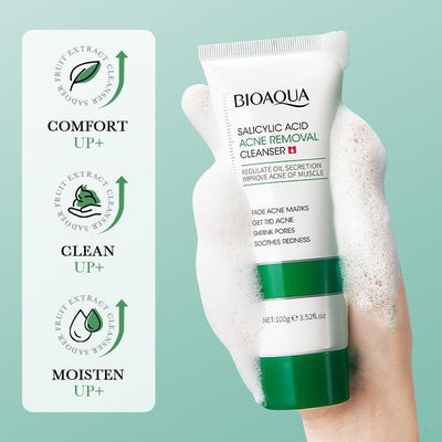 BIOAQUA Salicylic Acid Acne removal cleanser acne marks fading pores shrinking redness soothing oil controlling facial cleanser 100g BQY56297