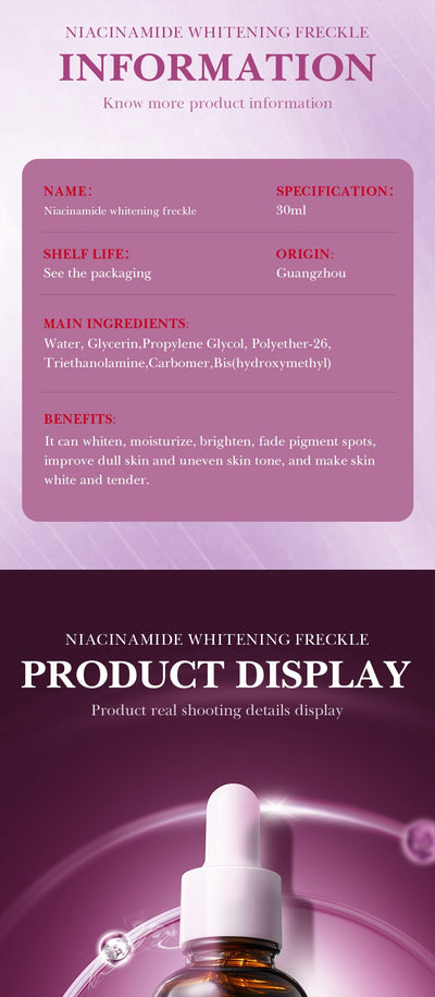 niacinamide serum dark spot remover whitening serum freckles treatment brightening serum vitamin b3 face serum pigmentation remover beauty serum moisturising serum for women skin glow essence