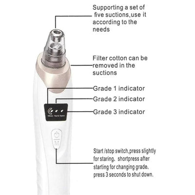 Face Vacuum Suction Blackhead Remover Pore Cleaner | Electric Deep Cleansing Tool for Nose & Face(H)